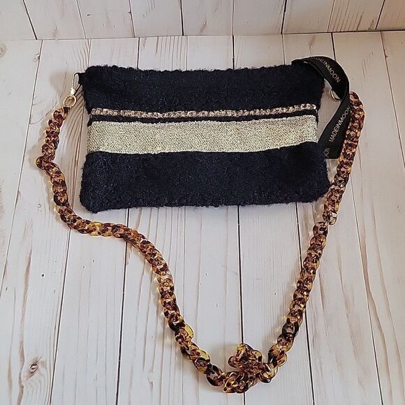 MadeInMoon Large Pouch Bag Cendrillon Teddy Fabric Made in France Chain Strap. - Picture 8 of 11